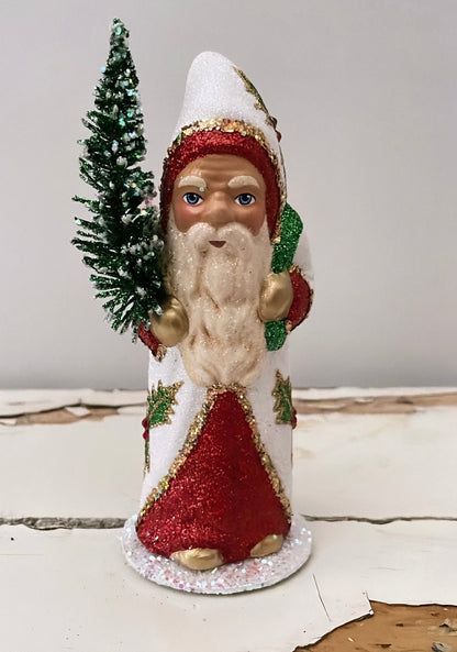 Santa White with Red Coat with Holly Motif with Tree | Ino Schaller - Bon Ton goods