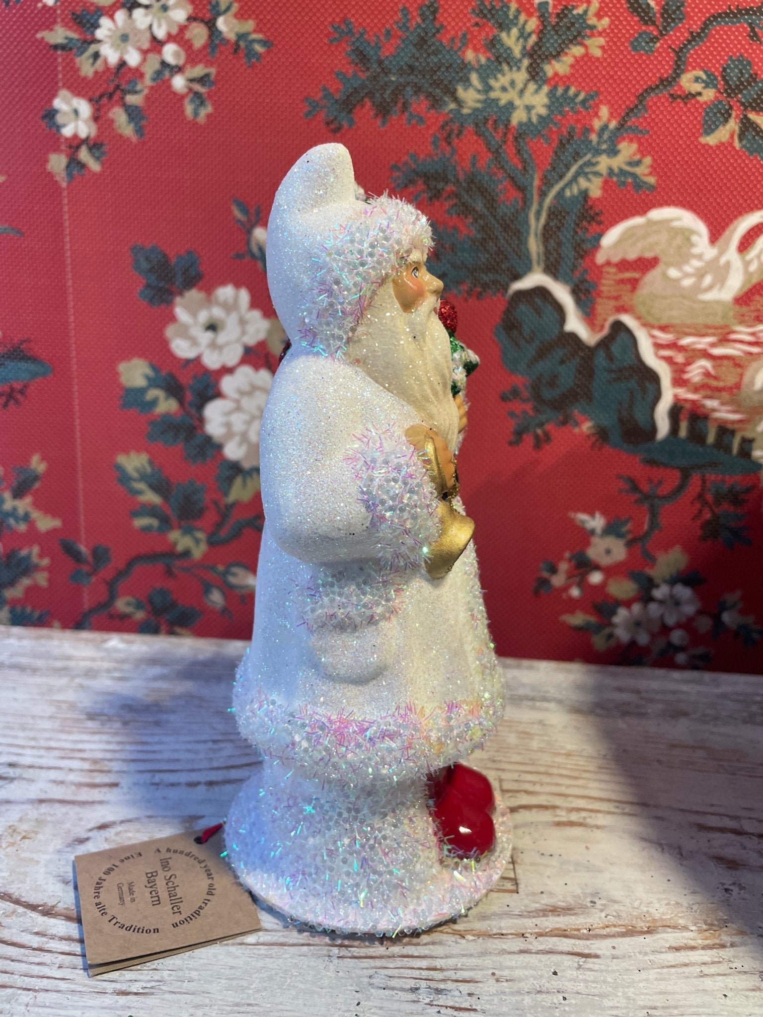 Santa With White Coat - Red Boots And Tree | Ino Schaller - Bon Ton goods