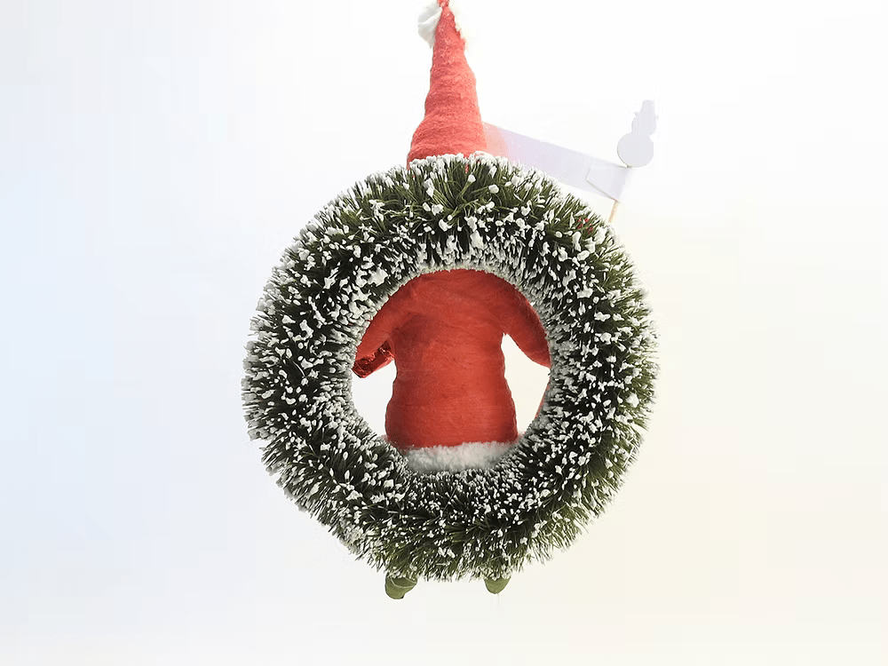 Santa Wreath Ornament | Vintage by Crystal Spun Cotton Ornament - Bon Ton goods