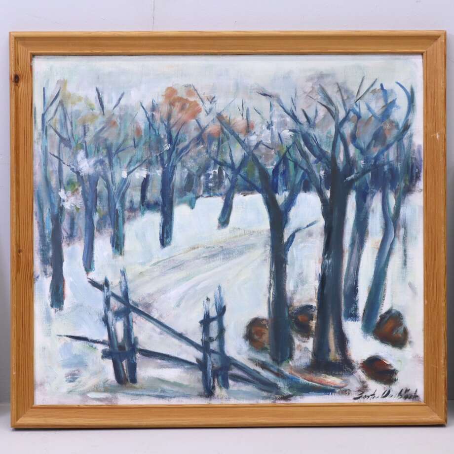 Santos Ousbäck: Winter Landscape, Oil on Canvas (64 × 72 cm) - Bon Ton goods