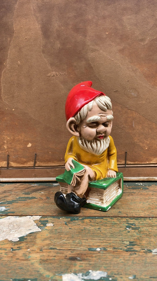 Scandi-Style Elf Bank — 1950s Japanese Ceramic Pixie Sitting on Books - Bon Ton goods