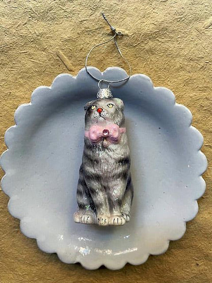 Scottish Fold Cat Glass Ornament - Bon Ton goods