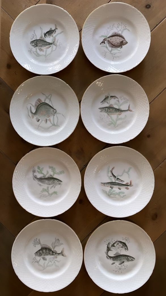 Set of Eleven Bing & Grøndahl Fish Plates | Hand-Painted, 1920s - Bon Ton goods