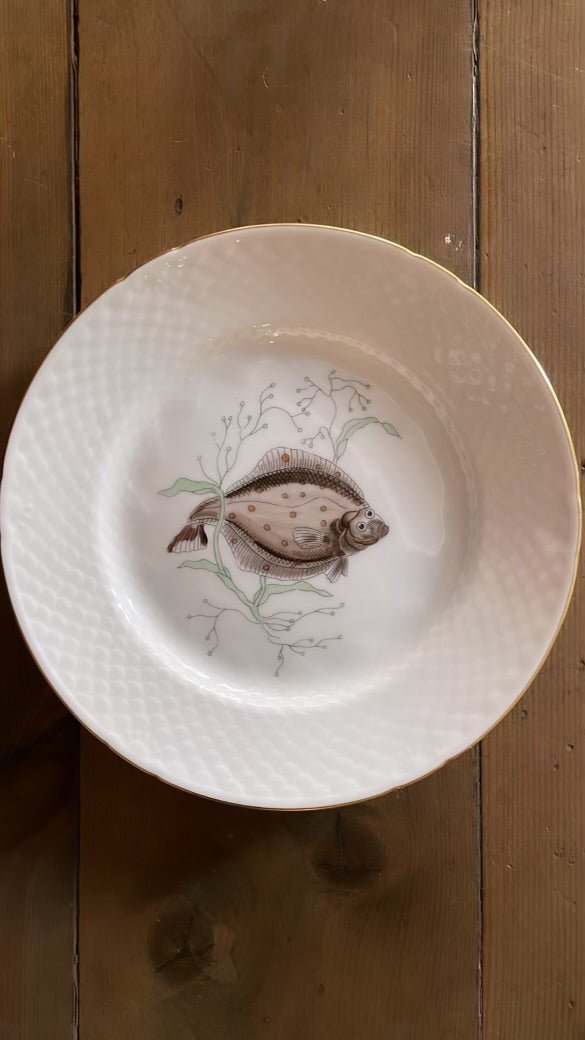Set of Eleven Bing & Grøndahl Fish Plates | Hand-Painted, 1920s - Bon Ton goods