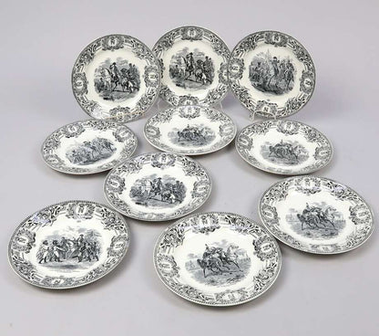 Set of Ten Napoleon Transferware Plates by Boch Frères, La Louvière, Belgium - Bon Ton goods