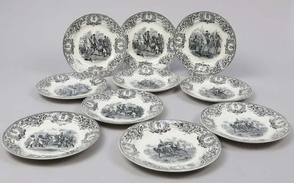 Set of Ten Napoleon Transferware Plates by Boch Frères, La Louvière, Belgium - Bon Ton goods