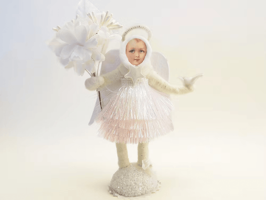Shimmering Angel Figure | Vintage by Crystal Spun Cotton Ornament - Bon Ton goods
