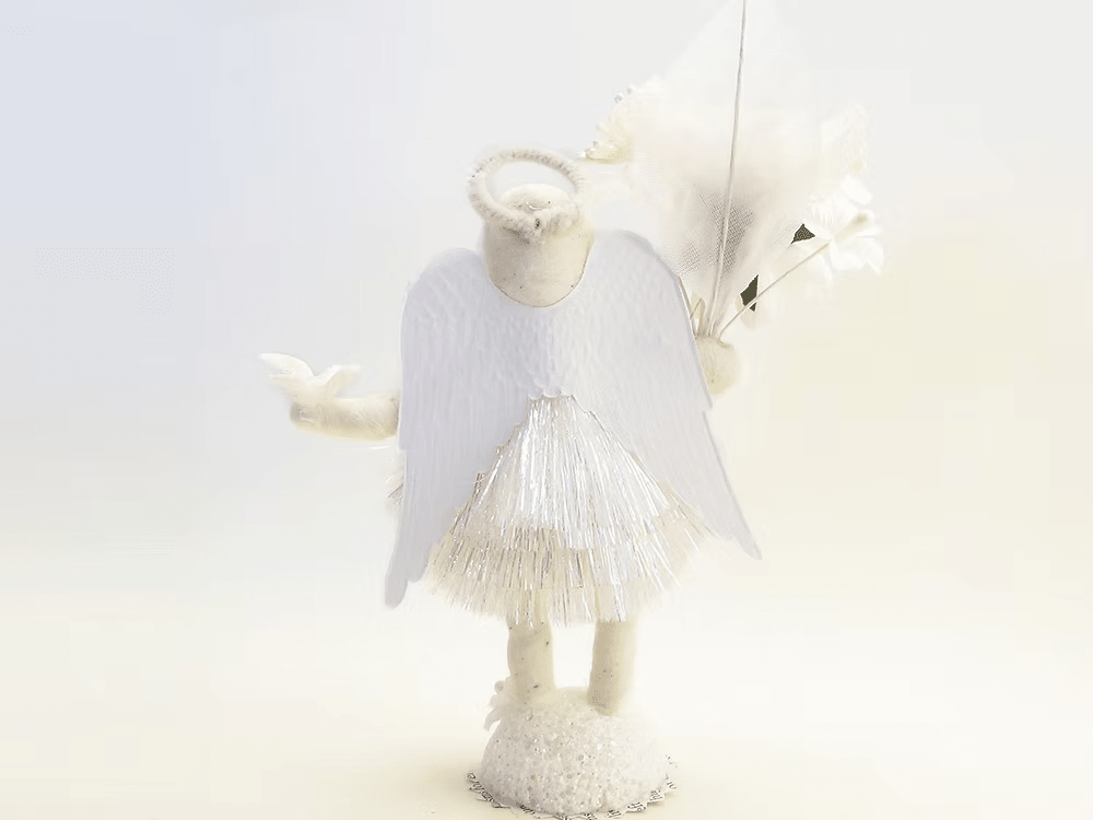 Shimmering Angel Figure | Vintage by Crystal Spun Cotton Ornament - Bon Ton goods