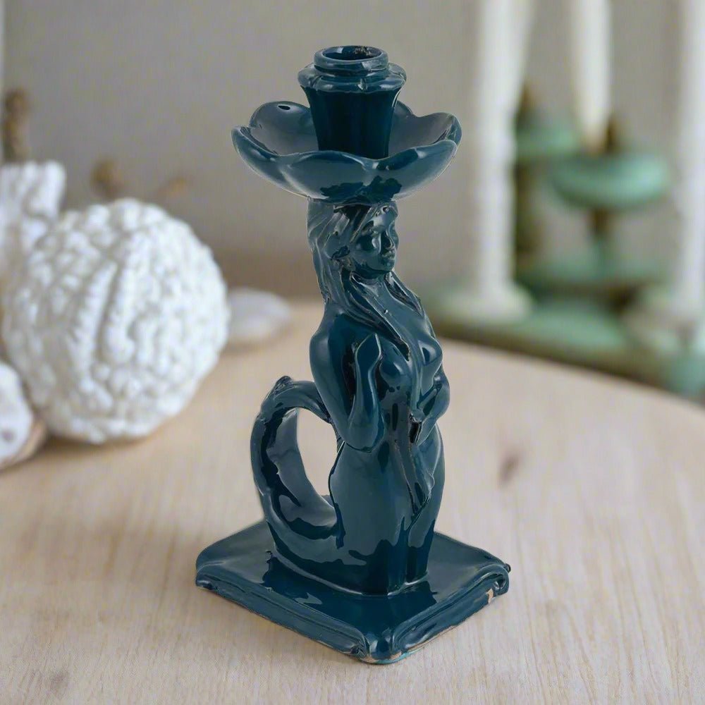Sicilian Mermaid Candlestick in Ocean Teal - Bon Ton goods