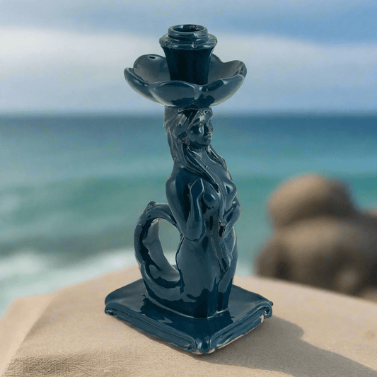 Sicilian Mermaid Candlestick in Ocean Teal - Bon Ton goods