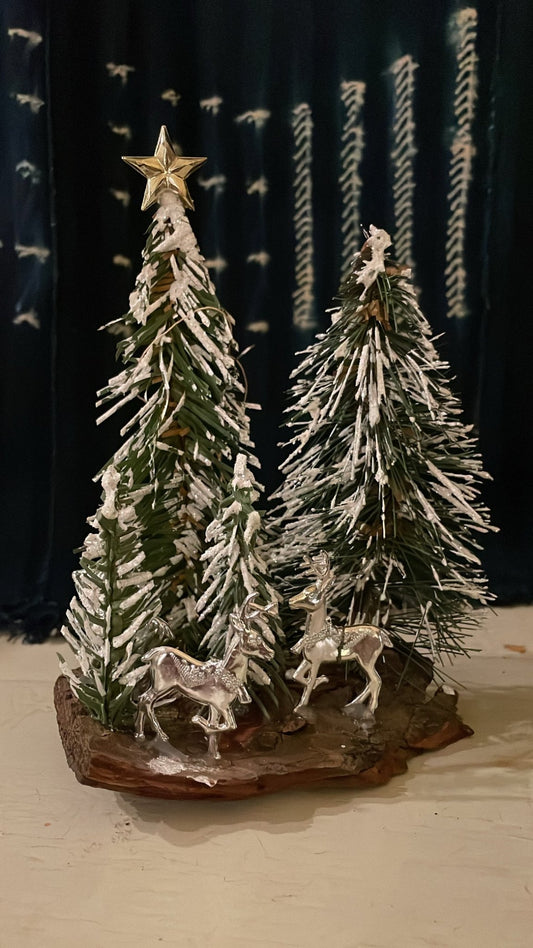 Silver Frost Brush Christmas Tree Tableau - Bon Ton goods