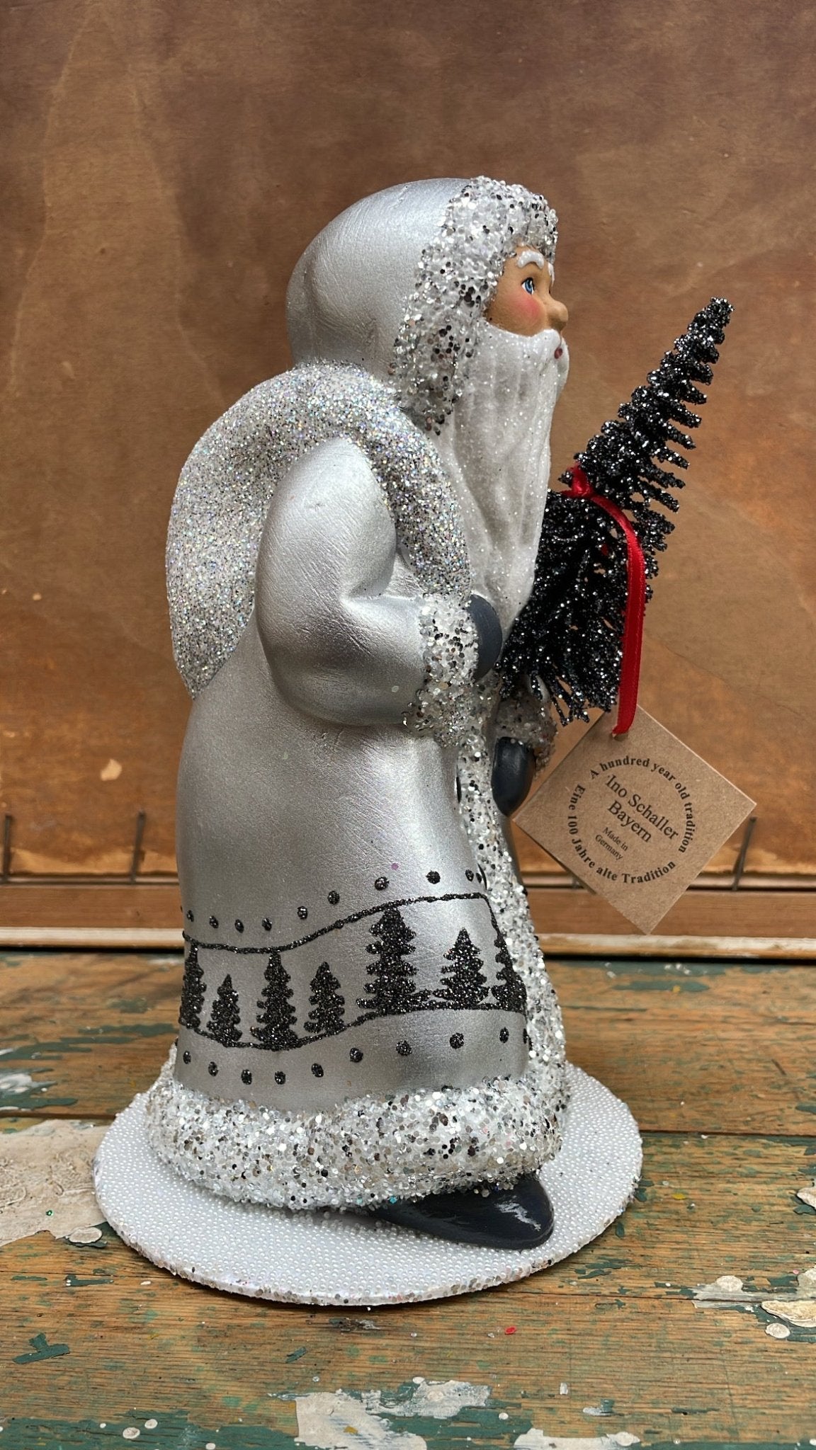 Silver Walking, Santa with Treescene | Ino Schaller - Bon Ton goods