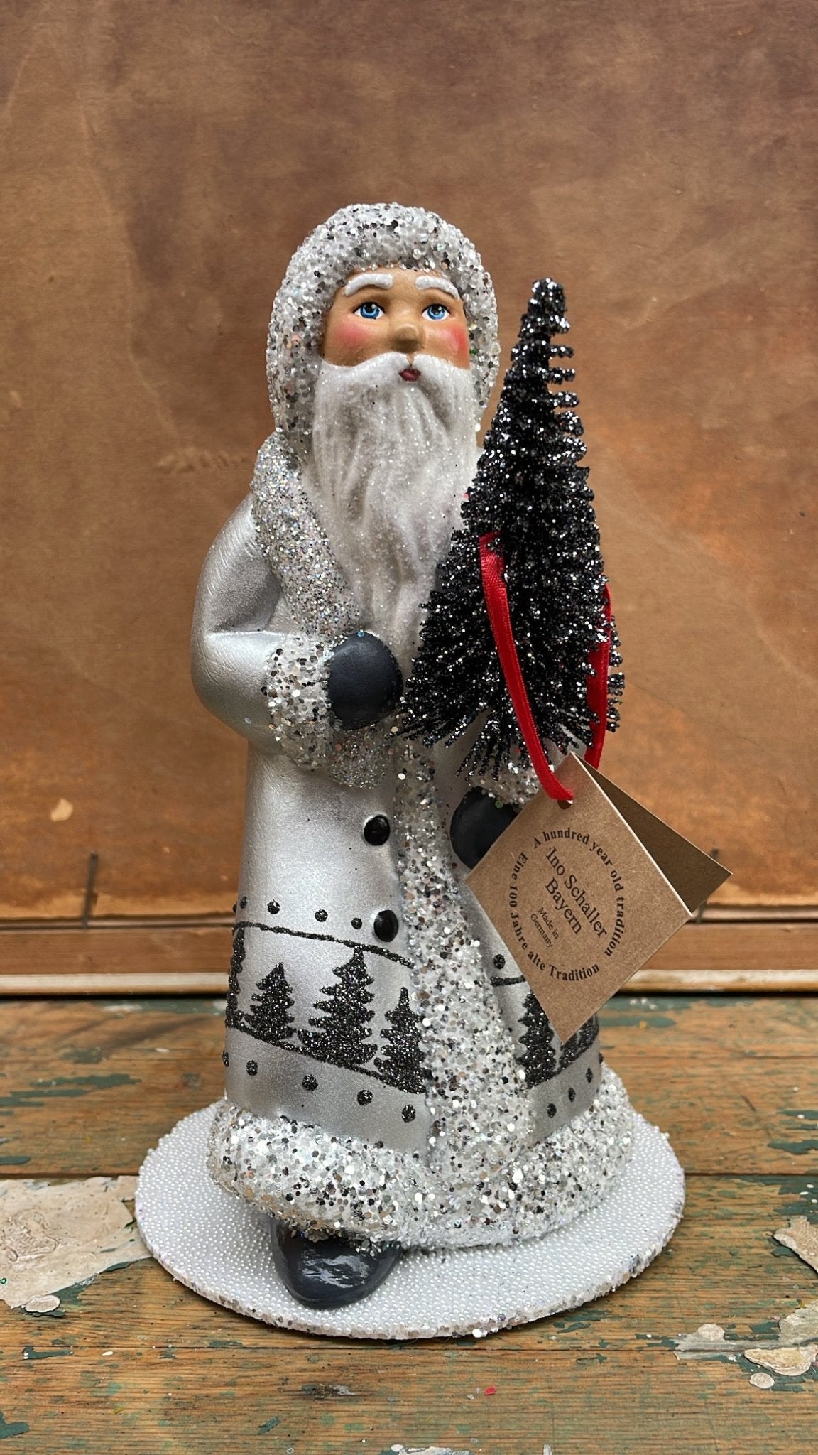 Silver Walking, Santa with Treescene | Ino Schaller - Bon Ton goods