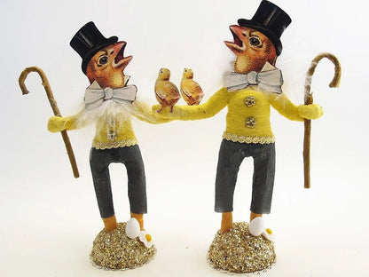 Singing Chick Chap Figure - Vintage by Crystal | Vintage by Crystal Spun Cotton Ornament - Bon Ton goods