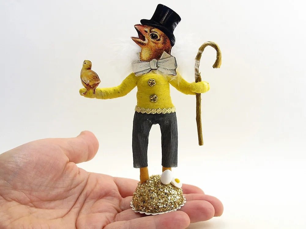 Singing Chick Chap Figure - Vintage by Crystal | Vintage by Crystal Spun Cotton Ornament - Bon Ton goods