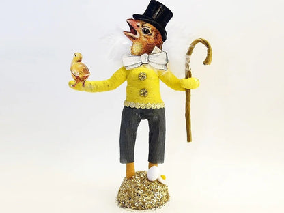 Singing Chick Chap Figure - Vintage by Crystal | Vintage by Crystal Spun Cotton Ornament - Bon Ton goods