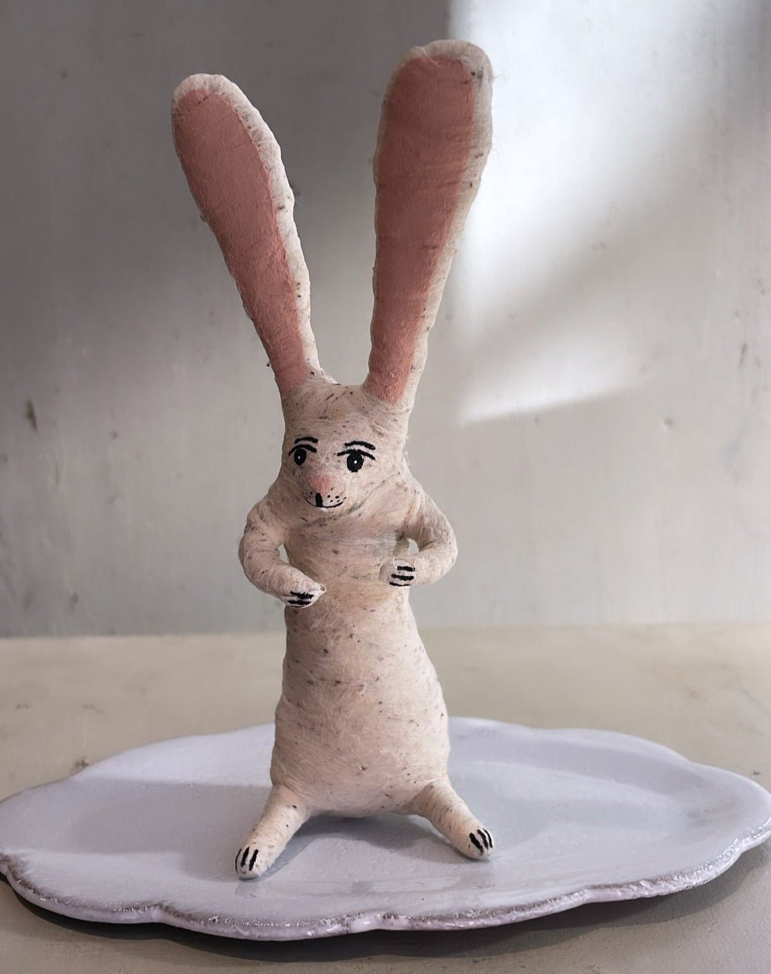 Sitting Bunny Rabbit Figure - White | Vintage by Crystal Spun Cotton Ornament - Bon Ton goods