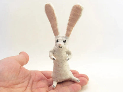 Sitting Bunny Rabbit Figure - White | Vintage by Crystal Spun Cotton Ornament - Bon Ton goods