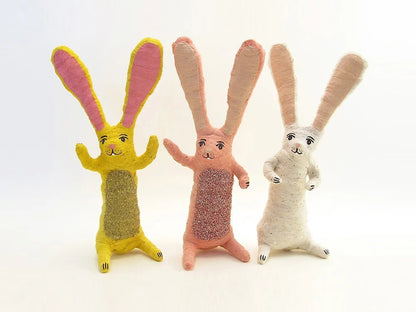 Sitting Bunny Rabbit Figure - White | Vintage by Crystal Spun Cotton Ornament - Bon Ton goods