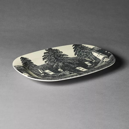 Skeleton and Cemetery Oval Serving Tray | John Derian - Bon Ton goods