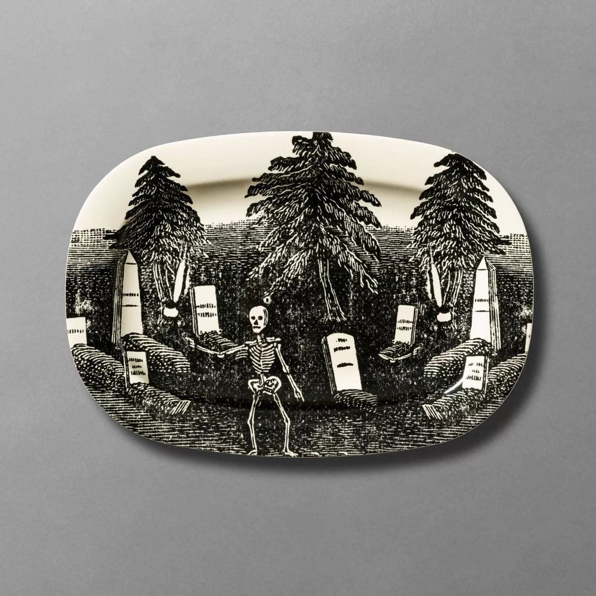 Skeleton and Cemetery Oval Serving Tray | John Derian - Bon Ton goods