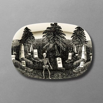 Skeleton and Cemetery Oval Serving Tray | John Derian - Bon Ton goods
