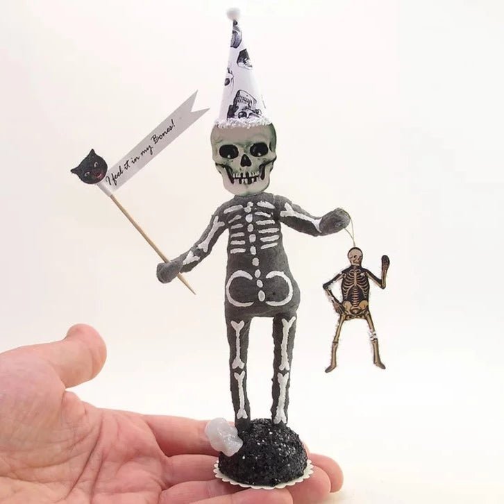 Skeleton Figure - Vintage Inspired Spun Cotton | Vintage by Crystal Spun Cotton Ornament - Bon Ton goods