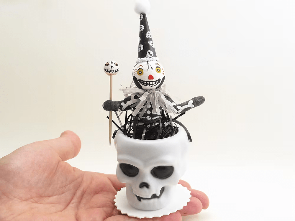 Skeleton Party Figure | Vintage by Crystal Spun Cotton Ornament - Bon Ton goods