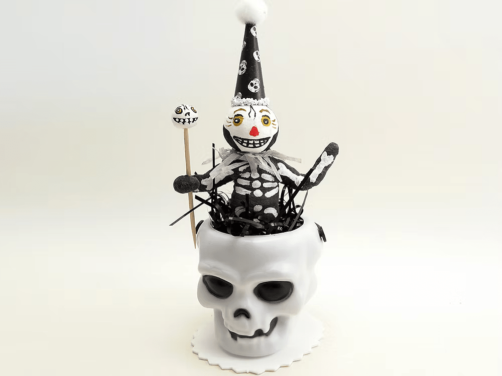 Skeleton Party Figure | Vintage by Crystal Spun Cotton Ornament - Bon Ton goods