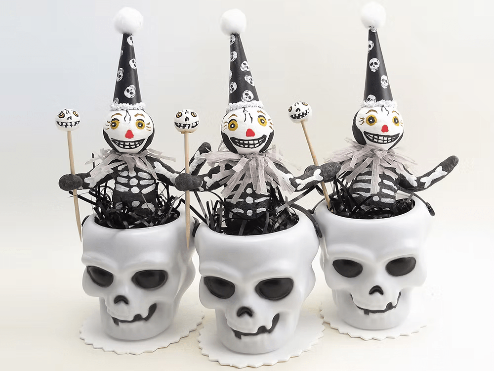Skeleton Party Figure | Vintage by Crystal Spun Cotton Ornament - Bon Ton goods