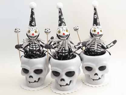 Skeleton Party Figure | Vintage by Crystal Spun Cotton Ornament - Bon Ton goods