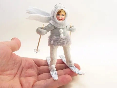 Ski Child - Vintage Inspired Spun Cotton | Vintage by Crystal Spun Cotton Ornament - Bon Ton goods