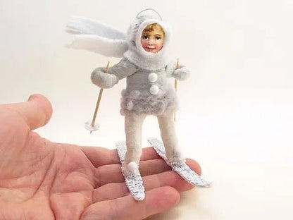 Ski Child - Vintage Inspired Spun Cotton | Vintage by Crystal Spun Cotton Ornament - Bon Ton goods