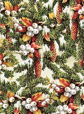 Sköna Ting Christmas card with white berries and evergreen branches