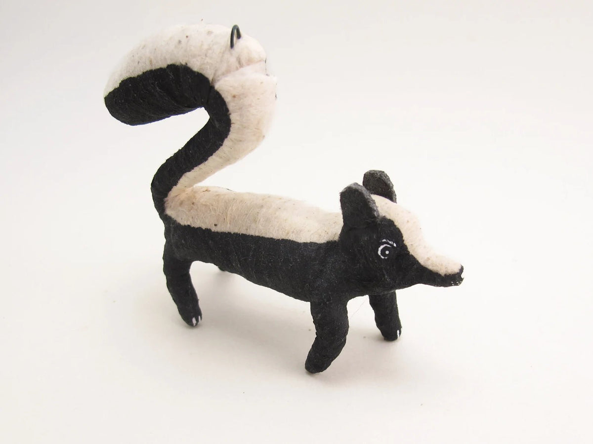 Skunk Ornament/Figure | Vintage by Crystal Spun Cotton Ornament - BON TON goods