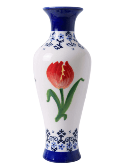 Slim Vase Orange Tulip | Heinen Delfts Blauw - Bon Ton goods