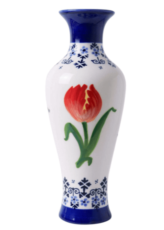 Slim Vase Orange Tulip | Heinen Delfts Blauw - Bon Ton goods