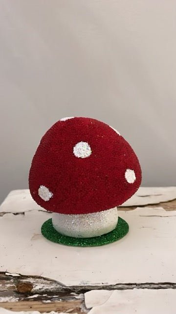 Small Fat Mushroom - Red Beaded - Bon Ton goods