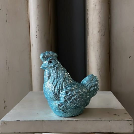 Small Glitter Chicken Blue | Ino Schaller - Bon Ton goods
