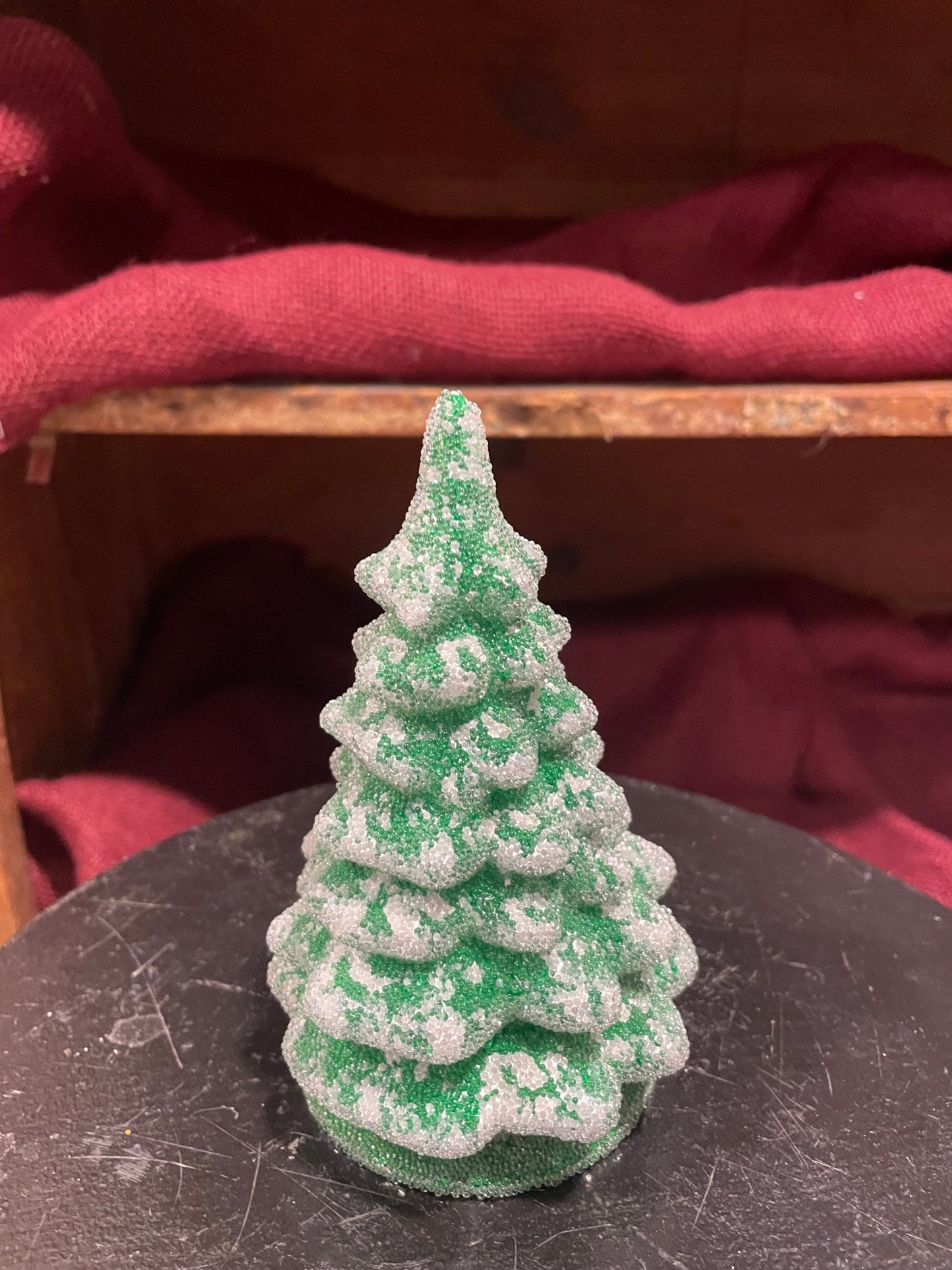 Small Light Green Christmas Tree with Frost Beaded - Papier-Mache | Ino Schaller - Bon Ton goods