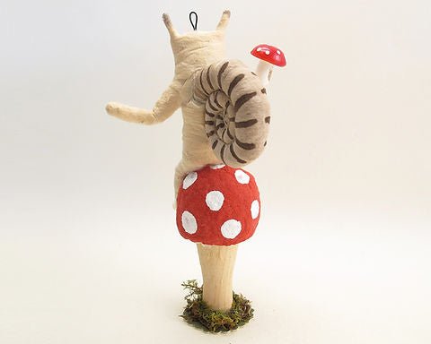 Snail Child On Mushroom - Vintage by Crystal | Vintage by Crystal Spun Cotton Ornament - Bon Ton goods
