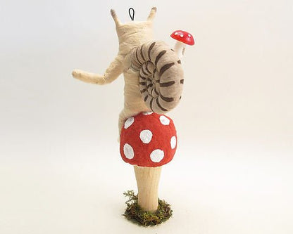 Snail Child On Mushroom - Vintage by Crystal | Vintage by Crystal Spun Cotton Ornament - Bon Ton goods