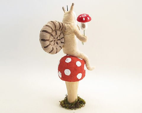 Snail Child On Mushroom - Vintage by Crystal | Vintage by Crystal Spun Cotton Ornament - Bon Ton goods