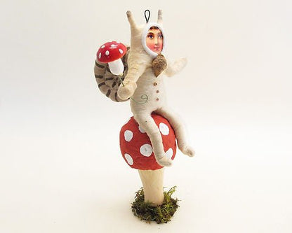 Snail Child On Mushroom - Vintage by Crystal | Vintage by Crystal Spun Cotton Ornament - Bon Ton goods