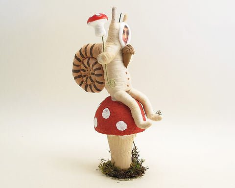 Snail Child On Mushroom - Vintage by Crystal | Vintage by Crystal Spun Cotton Ornament - Bon Ton goods