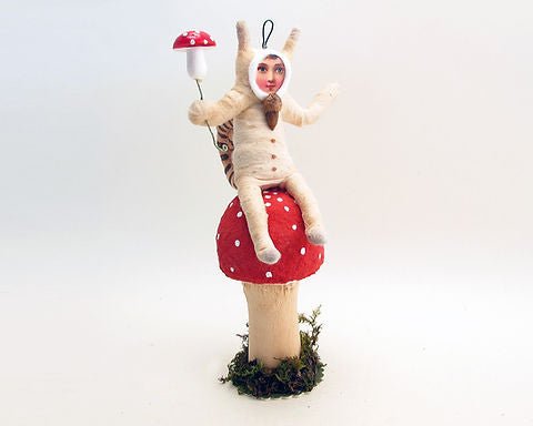 Snail Child On Mushroom - Vintage by Crystal | Vintage by Crystal Spun Cotton Ornament - Bon Ton goods