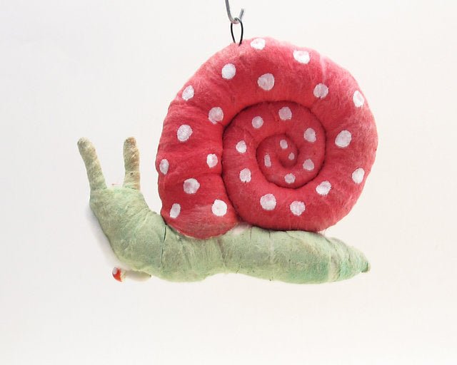 Snail Person -Red Shell Ornament - Vintage by Crystal | Vintage by Crystal Spun Cotton Ornament - Bon Ton goods