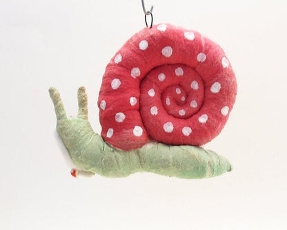 Snail Person -Red Shell Ornament - Vintage by Crystal | Vintage by Crystal Spun Cotton Ornament - Bon Ton goods