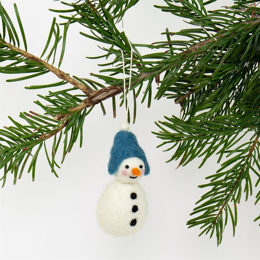 Snowman with Blue Cap Christmas Ornament - Bon Ton goods
