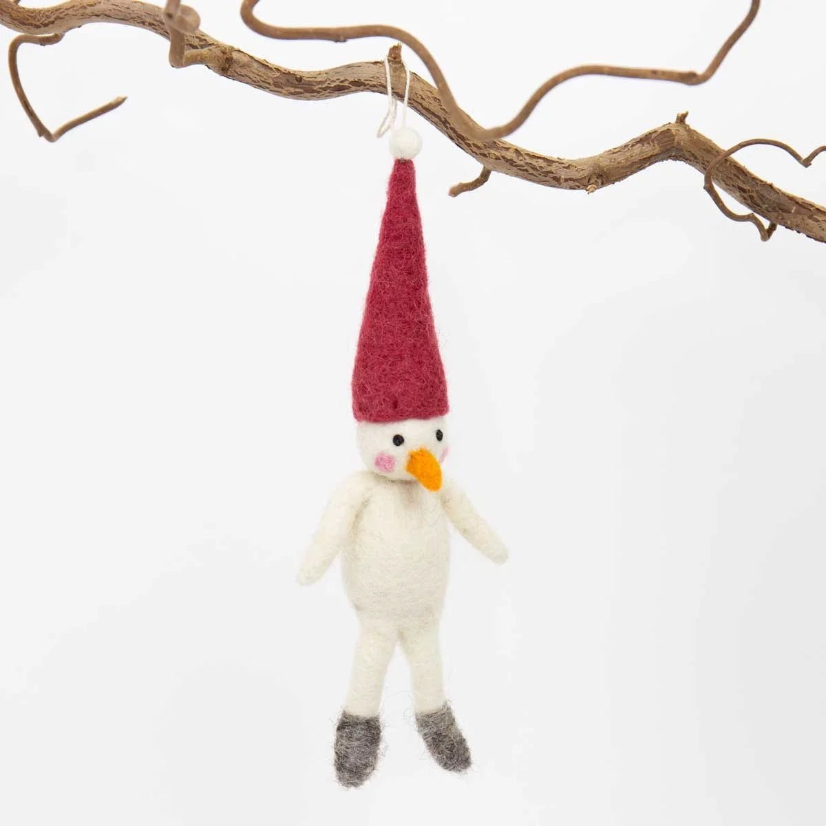Snowman with Red Cap Christmas Ornament by A World of Craft, Swedish-designed handmade Christmas decoration